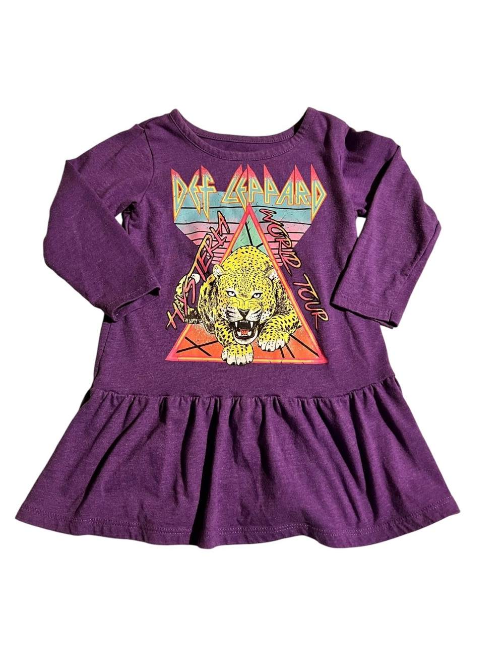 Def Leppard Hysteria World Tour 2024 Dress  Toddler Girls 2T Long Sleeve Purple